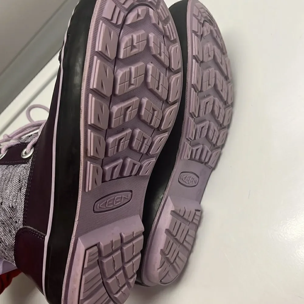 Keen Girl’s Waterproof Rubber Sherpa Lined Heather Purple Lace Up Boots Size 3